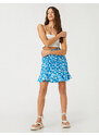 Koton Floral Mini Skirt Gathered Ruffles