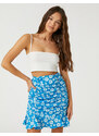 Koton Floral Mini Skirt Gathered Ruffles