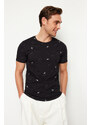 Trendyol Black Regular/Regular Cut Patterned T-Shirt