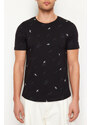 Trendyol Black Regular/Regular Cut Patterned T-Shirt