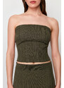 Trendyol Khaki Strapless Premium Yarn/Special Yarn Knitwear Blouse