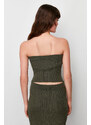 Trendyol Khaki Strapless Premium Yarn/Special Yarn Knitwear Blouse