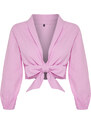 Trendyol Pink Crop Woven Tie Blouse