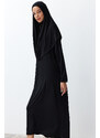 Trendyol Black Plain Scarf Detailed Knitted Prayer Dress