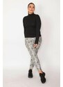 Şans Women's Plus Size Black Zebra Pattern Leggings Pants