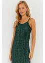 Cool & Sexy Women's Emerald Green Pleated Strappy Midi Dress