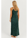 Cool & Sexy Women's Emerald Green Pleated Strappy Midi Dress