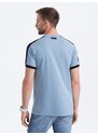 Ombre Clothing Jedinečné modré tričko s nášivkou V3 S1632