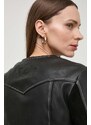Kožená bunda Pinko dámská, černá barva, přechodná, 103517 A1WK