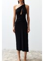 Trendyol Red Fitted Maxi Knitted Cut Out/Window One-Shoulder Beach Dress