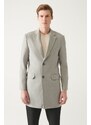 Avva Men's Light Gray Slit Woolen Cachet Comfort Fit Comfort Cut Coat