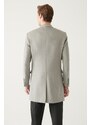 Avva Men's Light Gray Slit Woolen Cachet Comfort Fit Comfort Cut Coat