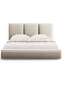 Světle béžová sametová dvoulůžková postel Windsor & Co Horizon 180 x 200 cm s úložným prostorem