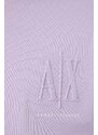 Bavlněná mikina Armani Exchange dámská, fialová barva, s kapucí, hladká, 8NYM23 YJ68Z NOS