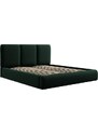 Lahvově zelená sametová dvoulůžková postel Windsor & Co Horizon 180 x 200 cm s úložným prostorem