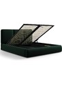 Lahvově zelená sametová dvoulůžková postel Windsor & Co Horizon 160 x 200 cm s úložným prostorem