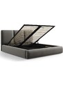 Světle šedá sametová dvoulůžková postel Windsor & Co Horizon 200 x 200 cm s úložným prostorem