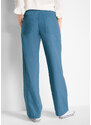 bonprix Lněné kalhoty s širokými nohavicemi Modrá