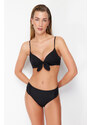 Trendyol Black Balconette Tie Bikini Top