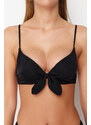 Trendyol Black Balconette Tie Bikini Top