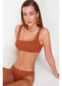 Trendyol Brown Bralette Textured Regular Bikini Set