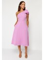 Trendyol Pink Bow Detailed Woven Elegant Evening Dress