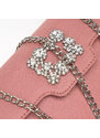 Dámská kabelka z hladké ekologické kůže s přezkou s krystaly Wittchen, světle růžový, ekologická kůže