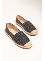 Shoeberry Women's Yurry Black Linen Espadrilles