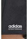 Kraťasy adidas dámské, černá barva, s potiskem, high waist, IQ3944