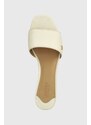 Kožené pantofle Lauren Ralph Lauren Fay dámské, béžová barva, na podpatku, 802925259002
