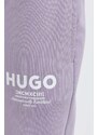 Bavlněné tepláky Hugo Blue fialová barva, s potiskem