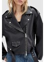 Kožená bunda AllSaints DAYLE BIKER dámská, černá barva, přechodná, WL557Z