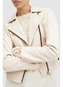 Kožená bunda AllSaints DALBY BIKER dámská, béžová barva, přechodná, WL186Z