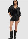 Bavlněné riflové kraťasy AllSaints HEIDI STUD SHORTS černá barva, s aplikací, high waist, WE509Z