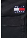 Kraťasy Tommy Jeans dámské, černá barva, hladké, high waist