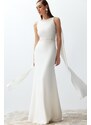 Trendyol Bridal White Pearl Detailed Wedding/Wedding Long Evening Dress