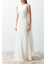 Trendyol Bridal White Pearl Detailed Wedding/Wedding Long Evening Dress