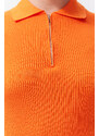 Trendyol Curve Orange Bodysuit Fine Knitwear Zippered Blouse