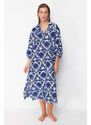 Trendyol Ethnic Pattern Wide Fit Midi Woven 100% Cotton Beach Dress