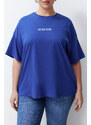 Trendyol Curve Saks Slogan Printed Oversize Knitted T-shirt