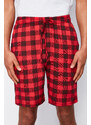 Trendyol Gray - Red Regular Fit Plaid Embroidered Knitted Pajama Set