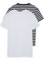 Trendyol White-Black Striped Basic Regular/Normal Cut 2-Pack Short Sleeve T-Shirt