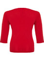 Trendyol Curve Red Heart Neck Fitted Knitted Blouse