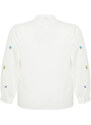 Trendyol Curve Ecru Embroidered Woven Shirt