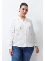 Trendyol Curve Ecru Embroidered Woven Shirt