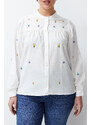 Trendyol Curve Ecru Embroidered Woven Shirt