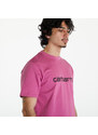 Pánské tričko Carhartt WIP Short Sleeve Script T-Shirt UNISEX Magenta/ Black