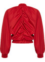 Trendyol Red Oversize Gather Detailed Waterproof Bomber Jacket Coat