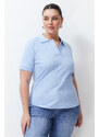 Trendyol Curve Light Blue Polo Neck T-shirt