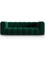Lahvově zelená sametová trojmístná pohovka MICADONI Lupine 228 cm